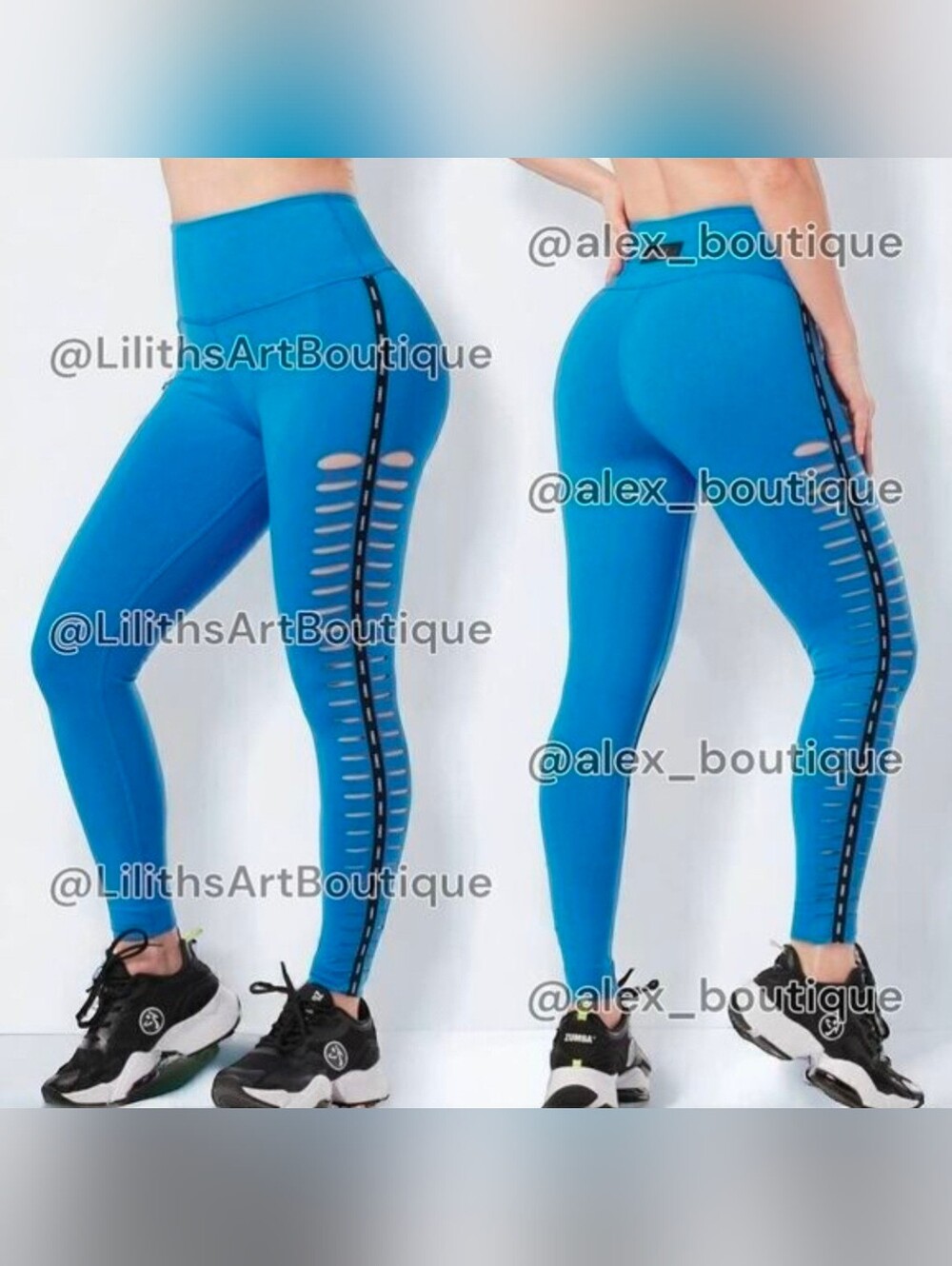 Zumba Party Slashed Leggings Blue Lightning Size XS (E058)